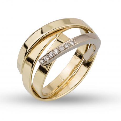 Wikkelring bicolor met diamant