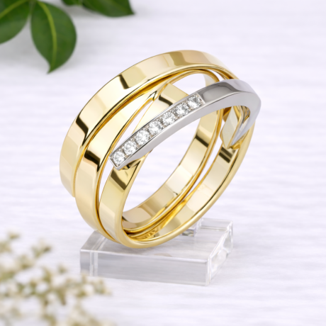 Wikkelring bicolor met diamant