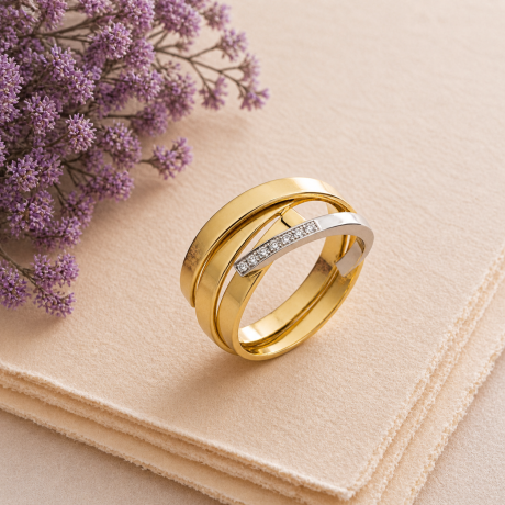 Wikkelring bicolor met diamant