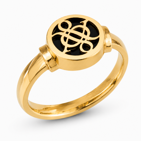  Jubileumring geelgoud met Onyx