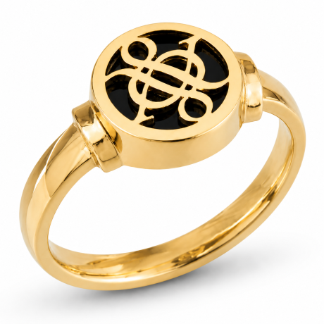  Jubileumring geelgoud met Onyx
