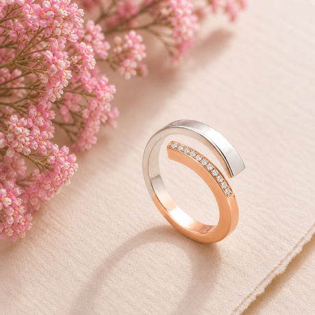 Smeedring met pavé gezette diamanten