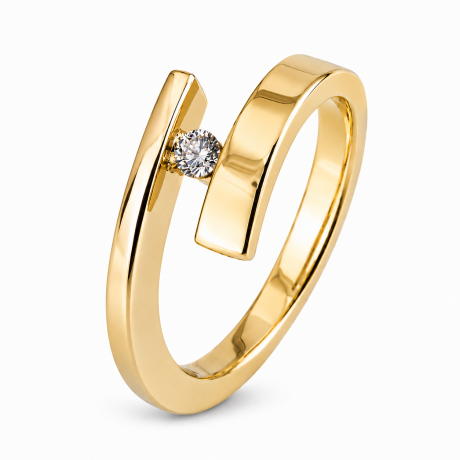  Smeedring met diamant in klemzetting