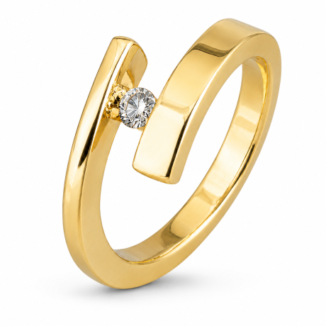 Smeedring met diamant in klemzetting