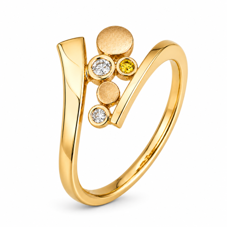  Smeedring met rondjes en diamant