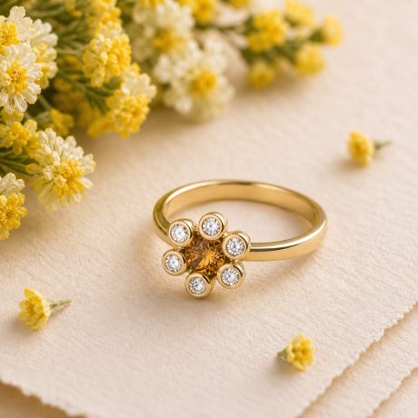 Ring bloem met diamant