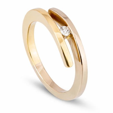 Smeedring smal met diamant