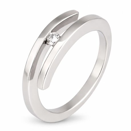 Smeedring smal met diamant