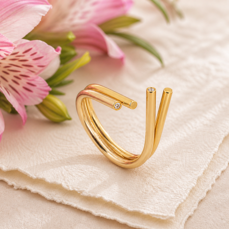 Open ring bicolor met diamant