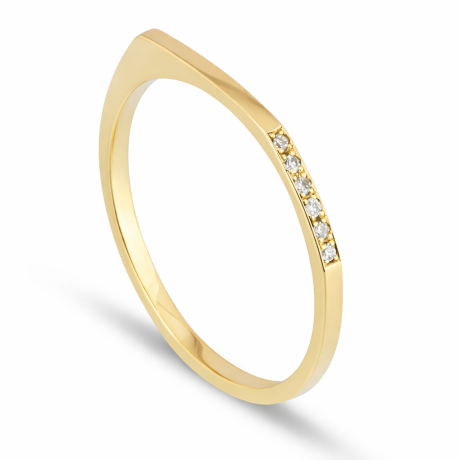  Ring hoekig met pavé gezette diamanten