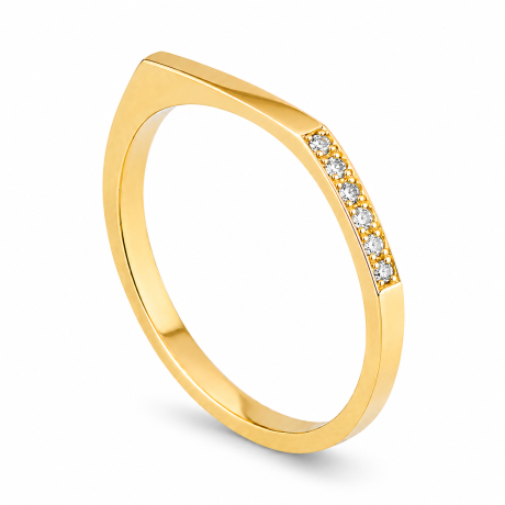 Ring hoekig met pavé gezette diamanten