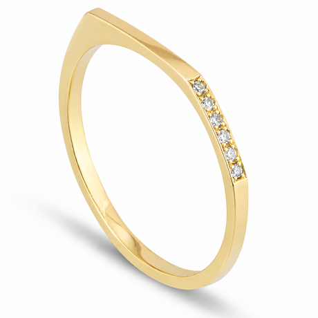  Ring hoekig met pavé gezette diamanten