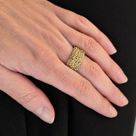 Bolletjes ring breed geelgoud