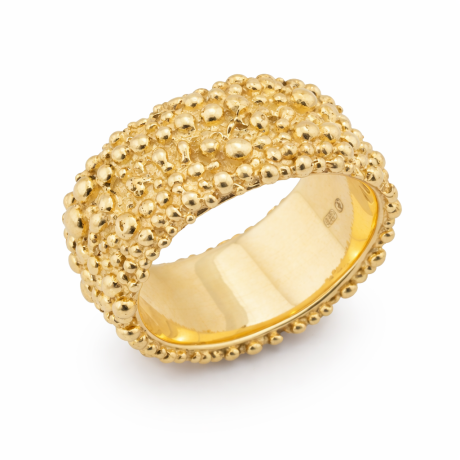  Bolletjes ring breed geelgoud