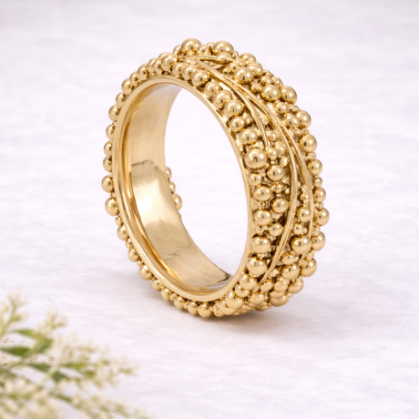 Bolletjes ring met lijnen.