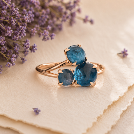 Bron ring Catch met london blue topaas