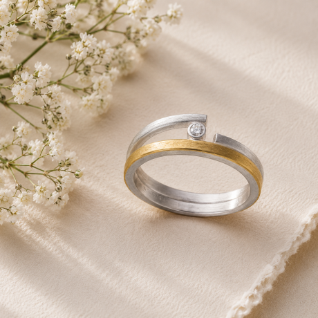 Zilveren ring met goud open