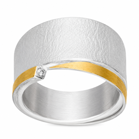 Zilver met geelgouden ring breed