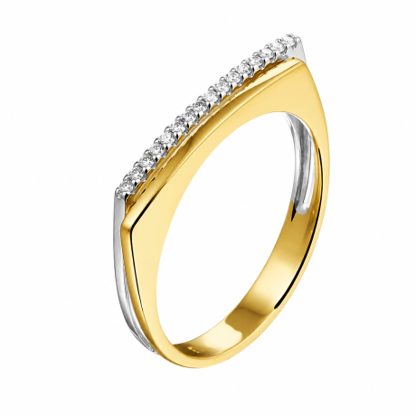  Bicolor ring met diamant pavé gezet