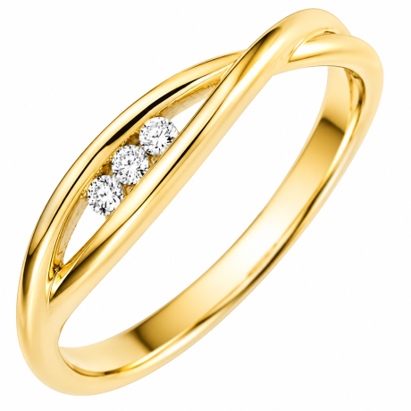  Geelgouden ring open met 3x diamant