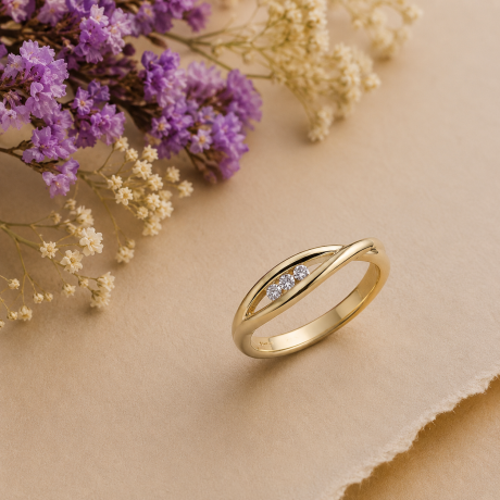 Geelgouden ring open met 3x diamant