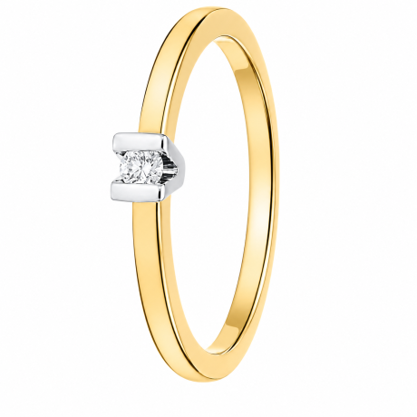 Solitair ring met V zetting