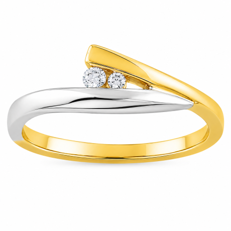  Bicolor ring met 2 diamanten