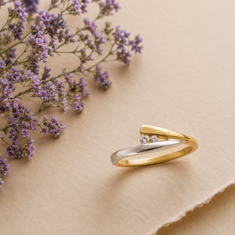 Bicolor ring met 2 diamanten