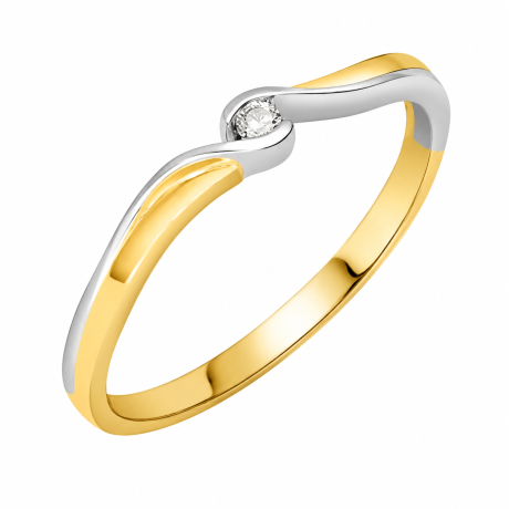 Bicolor fantasie ring met diamant