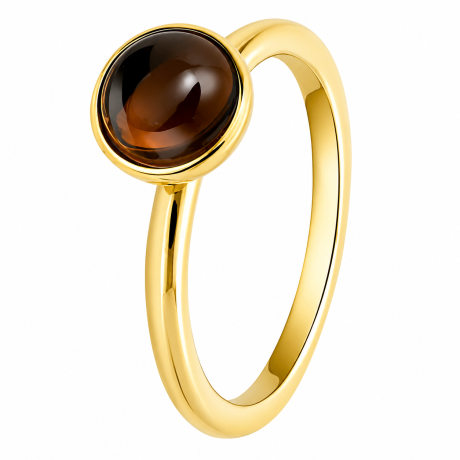  Ring met rookwarts cabochon geslepen