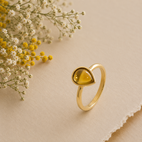 Ring met citrien druppelvorm