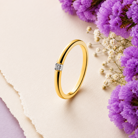 Solitair ring met verzonken chaton