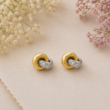 Oorstekers bicolor met diamant