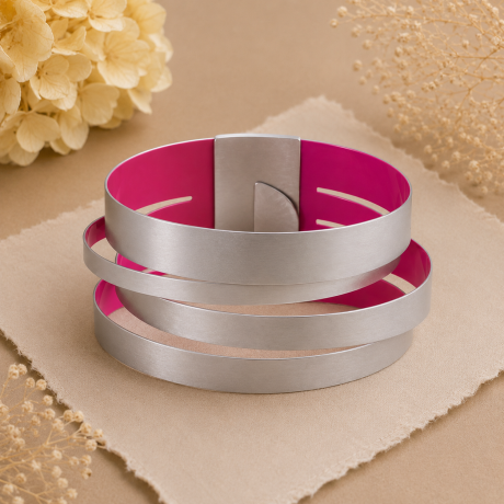 Armband Stripes roze rood