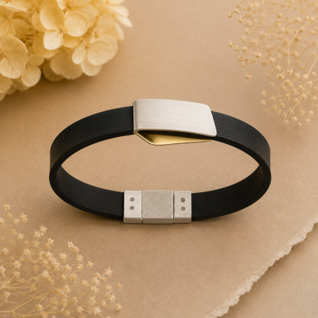 Armband rubber met zilver