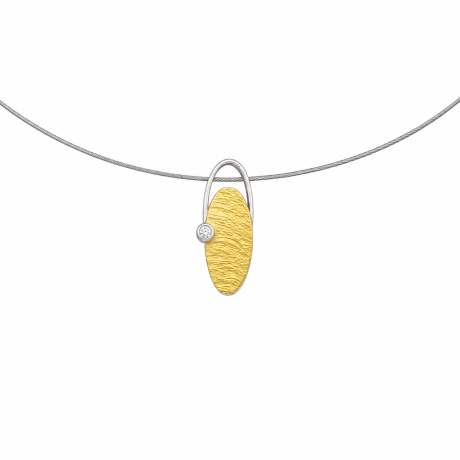  Zilver met gouden hanger met diamant