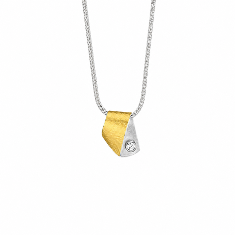  Gevouwen hanger zilver met goud