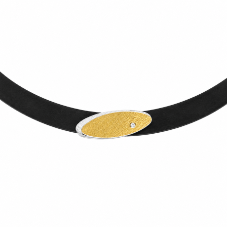 Zilver met gouden hanger ovale krul