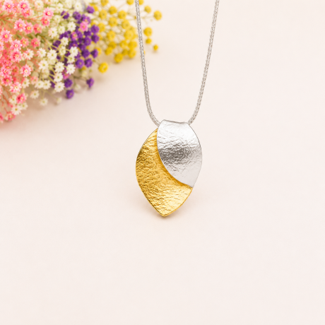 Zilver met gouden hanger bladvorm