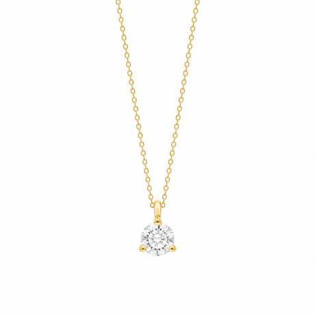 Solitaire hanger aan geelgouden collier