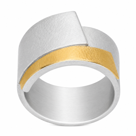  Zilver met geelgouden ring mat breed