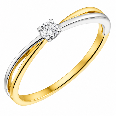  Bicolor gouden ring overkruist