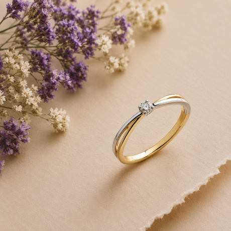 Bicolor gouden ring overkruist