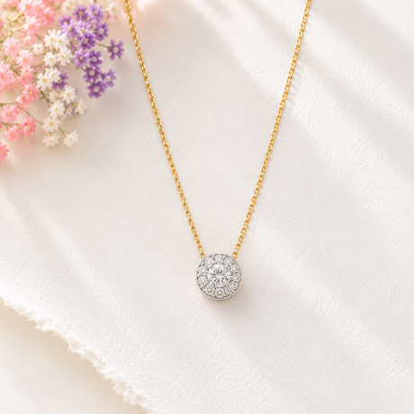 Anker collier met hanger rond met diamant