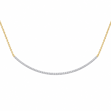 Geelgouden collier met witgouden boogje met diamant