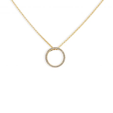  Geelgouden collier met cirkel met diamant