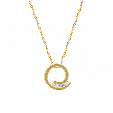 Geelgouden collier met gedraaide hanger met diamant
