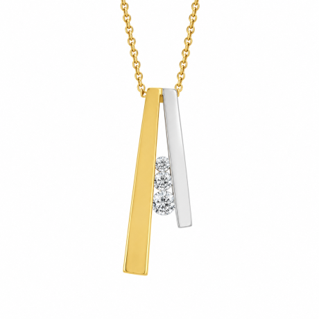  Bicolor hanger A-vorm met 3 diamanten