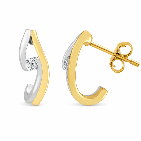  Bicolor oorringen met steker en diamant