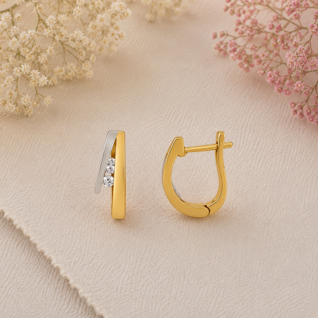 Bicolor klap oorringen met diamant